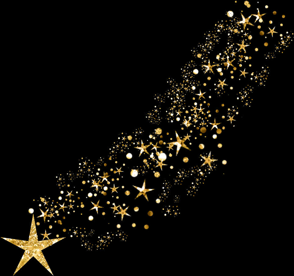 Golden Star Swirl Pattern PNG