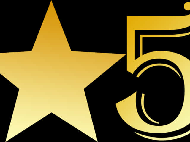 Golden Starand Number Five Graphic PNG