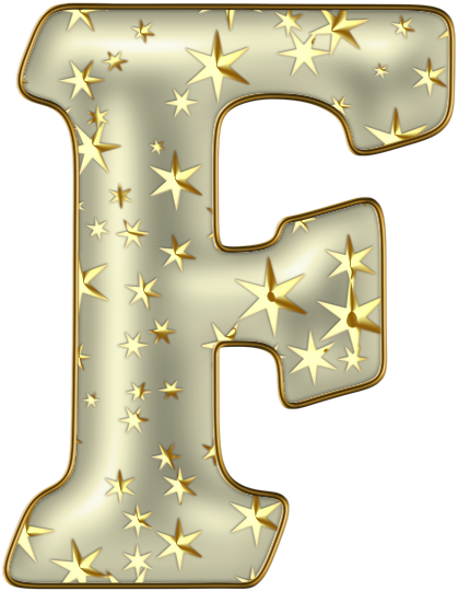 Golden Starred Letter F PNG