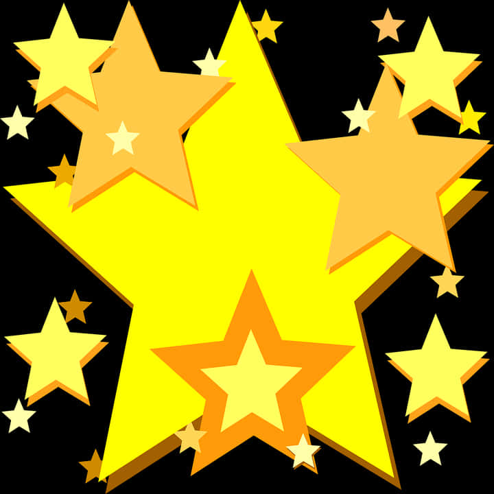 Golden Stars Vector Illustration PNG