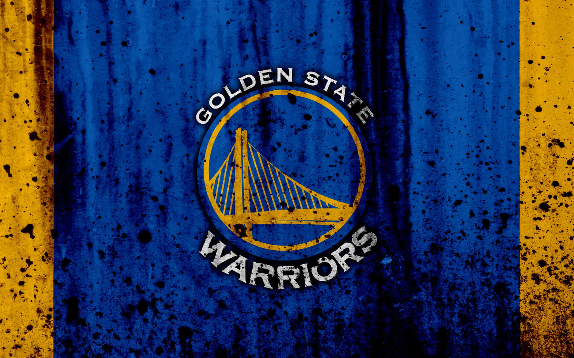Golden State Warriors Logo With Black Paint Splatters Wallpaper