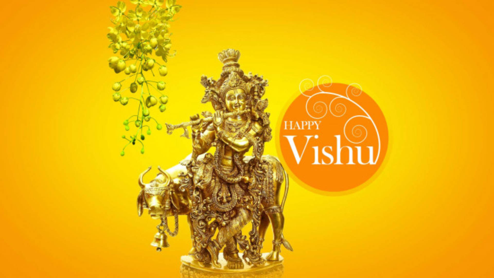 Estatuadorada Para Celebrar El Feliz Vishu Fondo de pantalla