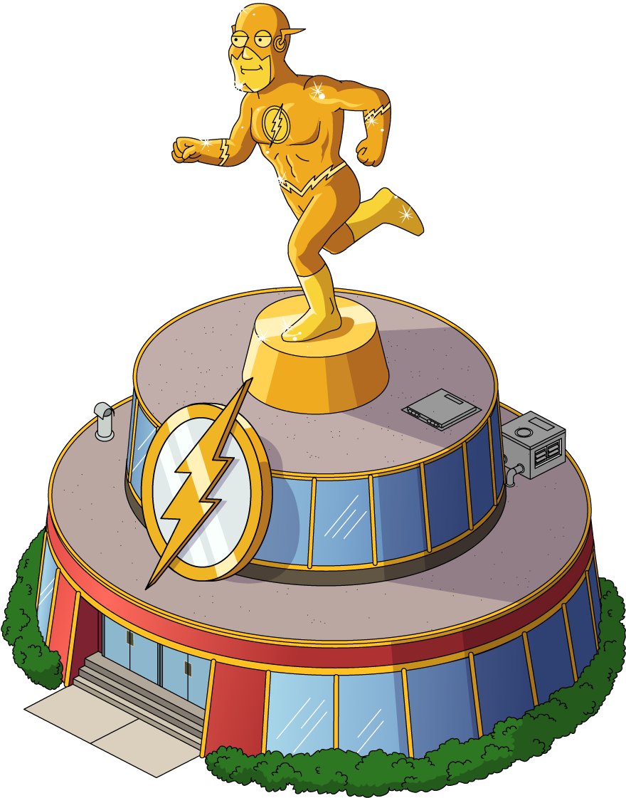 Golden Statue Superhero Display PNG
