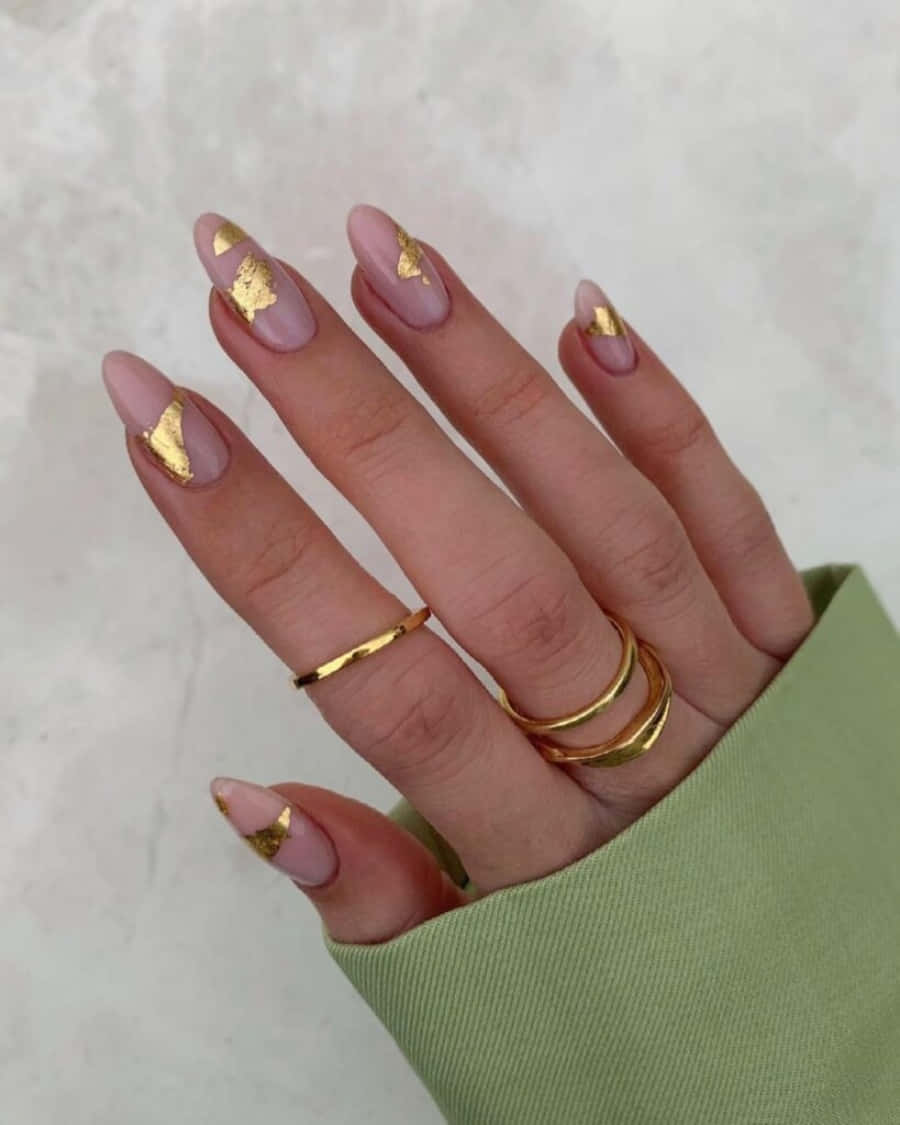 Golden Sticker Nails Pictures