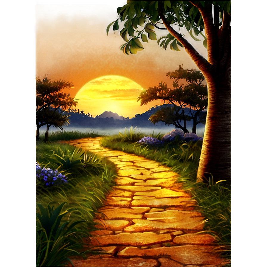 Golden Sunset Path Png 06202024 PNG