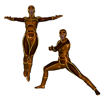 Golden_ Superhero_ Duo_ Poses PNG