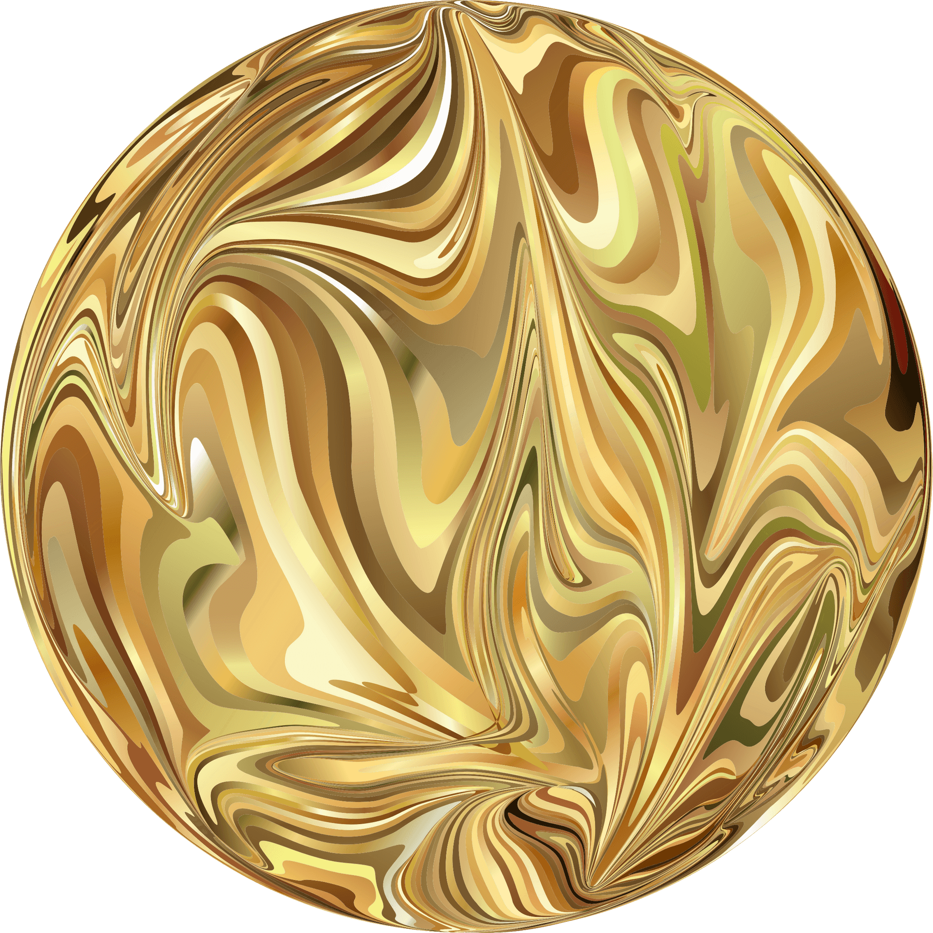 Golden Swirls Sphere PNG