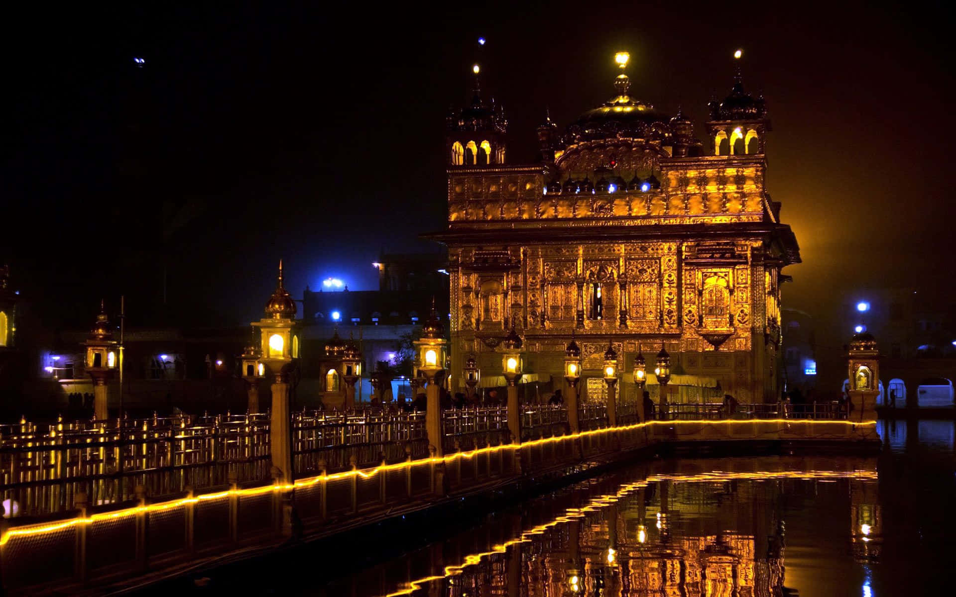 Stunning Golden Temple at Night