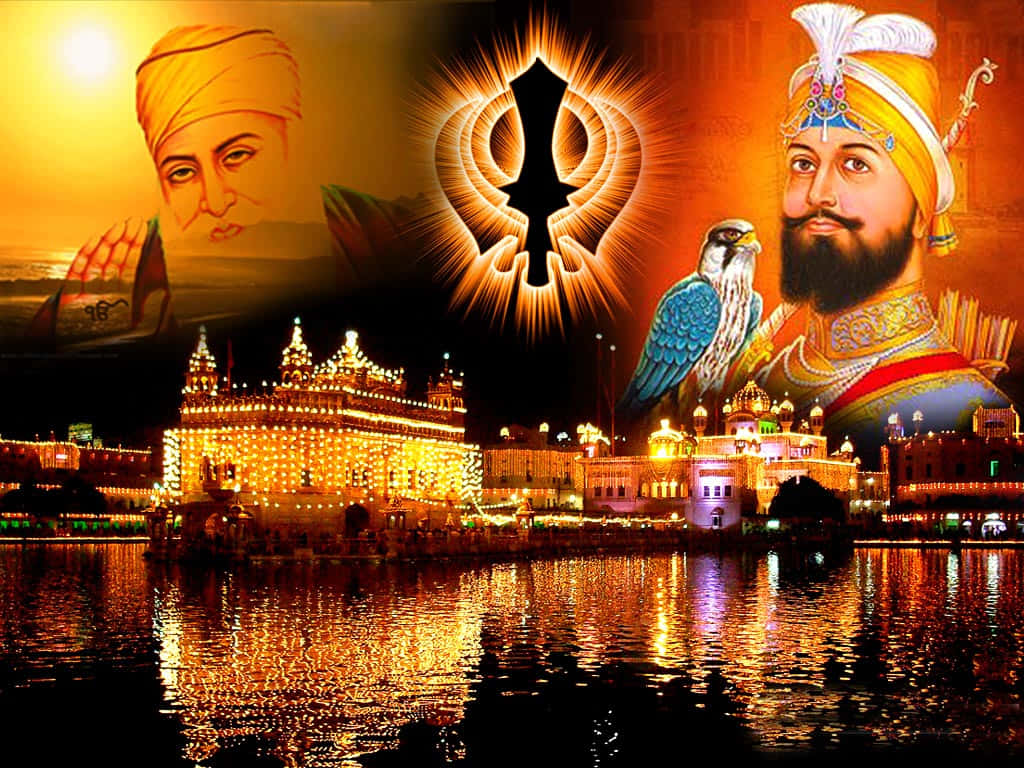 Golden Temple And Sikh Leaders Wallpaper
