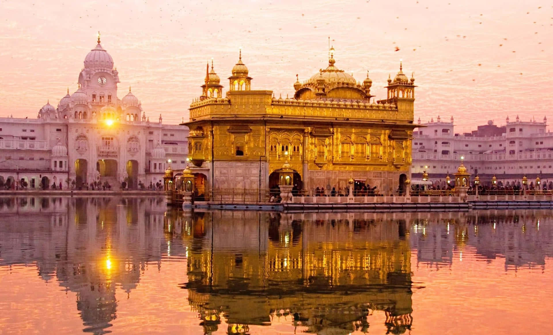 Golden Temple With Reflected Sun Wallpaper