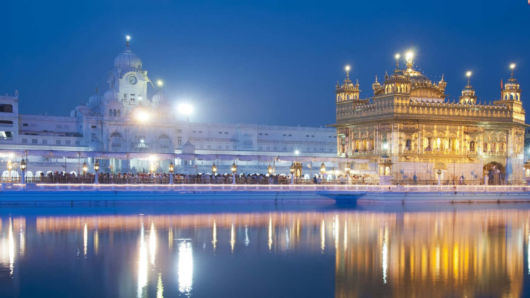 Golden Temple With Strong Lights Wallpaper