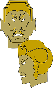 Golden Theatrical Masks Vector PNG