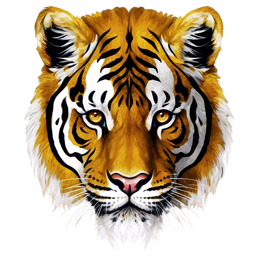 Golden Tiger Face Illustration Png 06252024 PNG