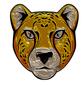 Golden Tiger Head Artwork PNG