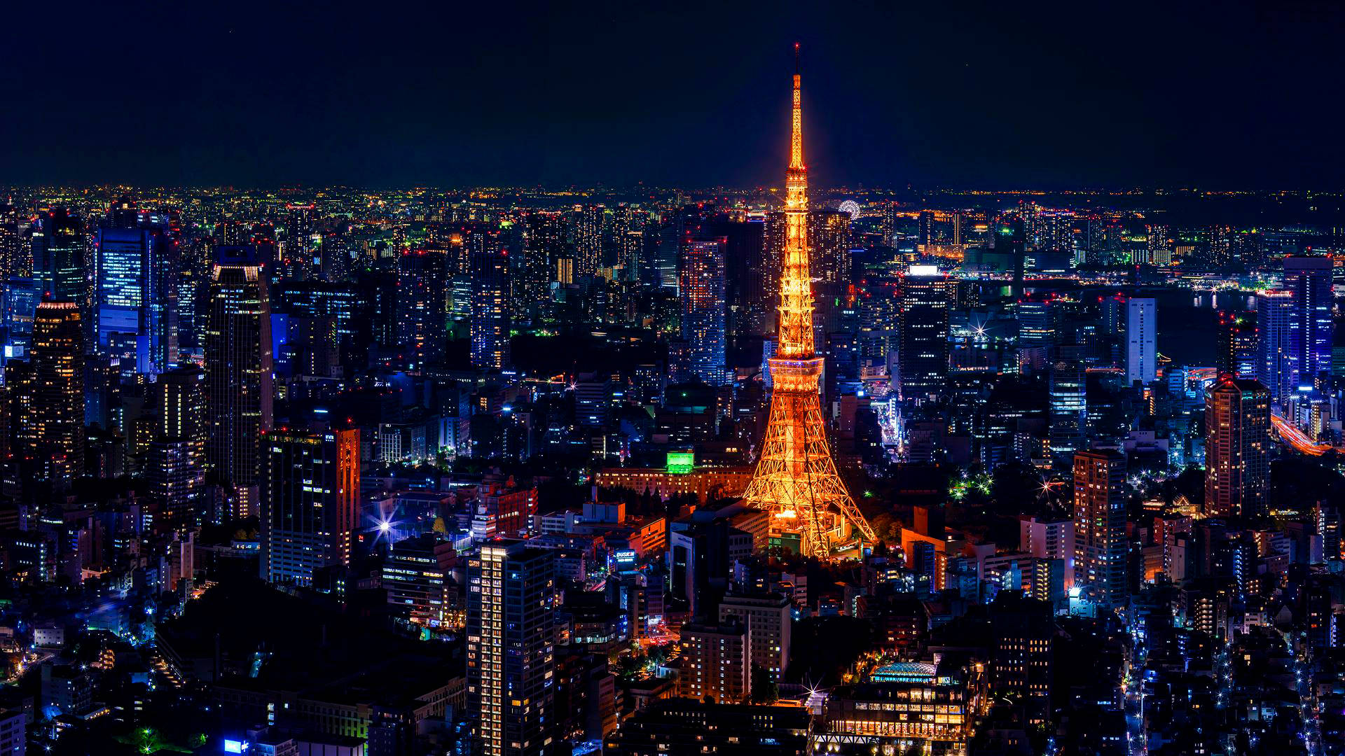 Golden Tokyo Tower Colorful City Lights Picture