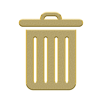 Golden Trash Bin Icon PNG
