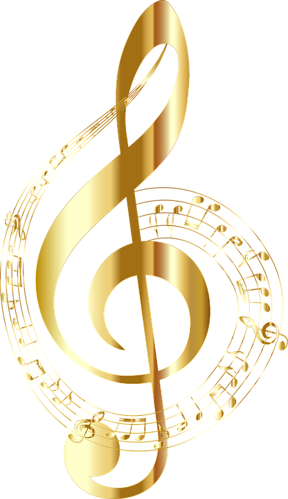 Golden Treble Clef Musical Symbol PNG