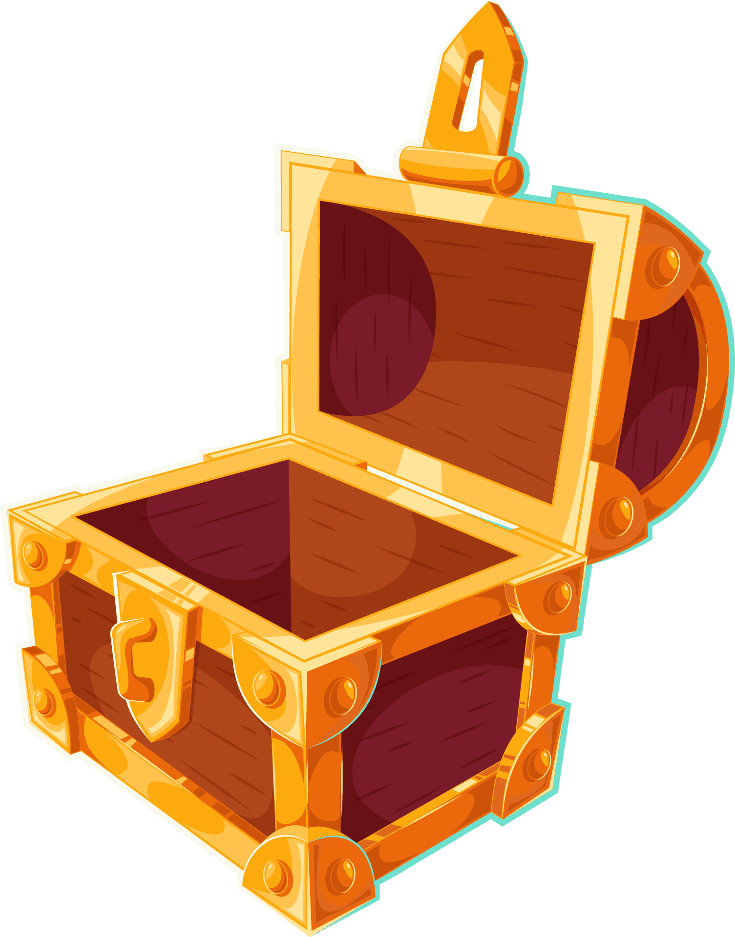 Golden Trimmed Wooden Treasure Chest PNG