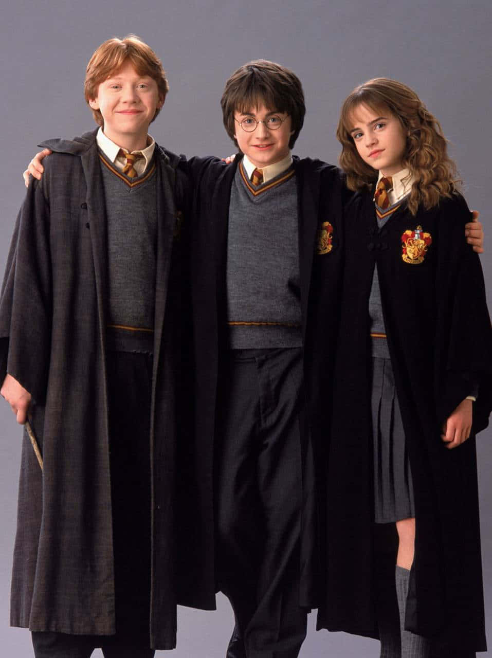 Harrypotter, Hermione Granger Och Ron Weasley - Den Gyllene Triaden. Wallpaper