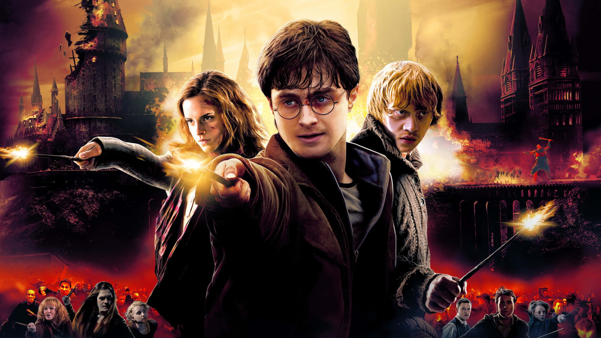 Udforsk kærligheden mellem Harry, Ron og Hermione med det Gyldne Trekløver! Wallpaper