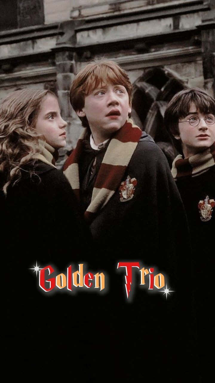 Harrypotter Y El Trío De Oro: Harry Potter, Ron Weasley Y Hermione Granger Fondo de pantalla