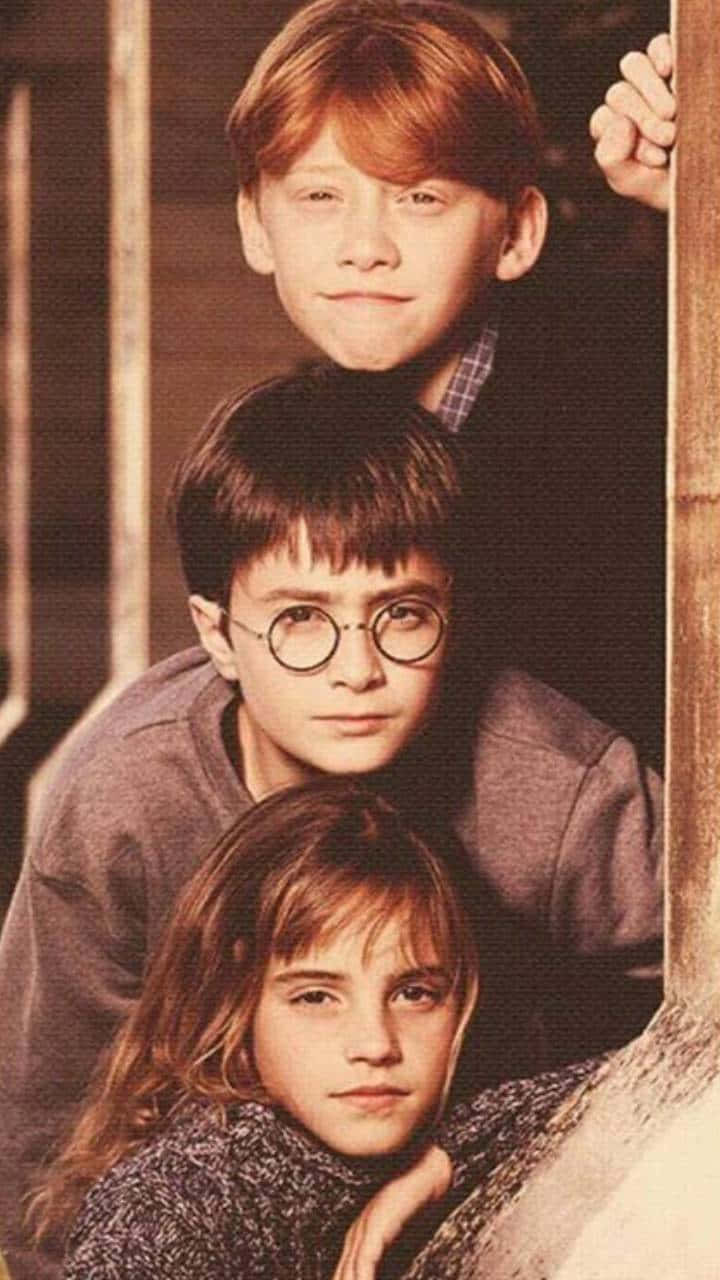 Harrypotter, Hermione Granger E Ron Weasley, O Trio De Ouro. Papel de Parede