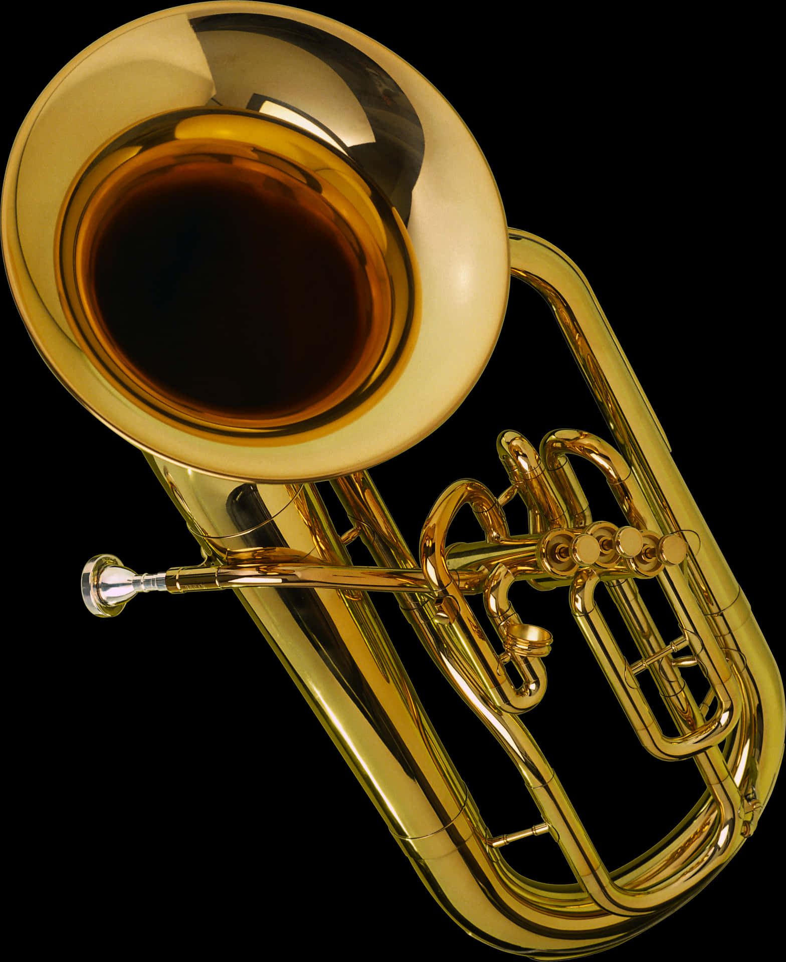 Golden Trombone Isolatedon Black PNG