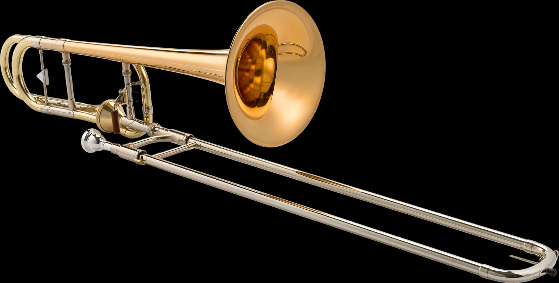 Golden Trombone Isolatedon Black PNG