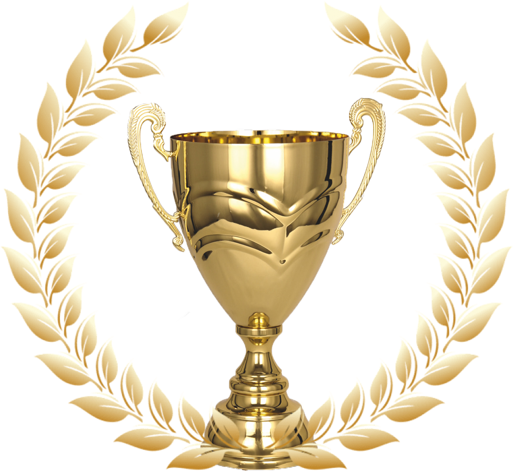 Golden Trophy Laurel Wreath PNG