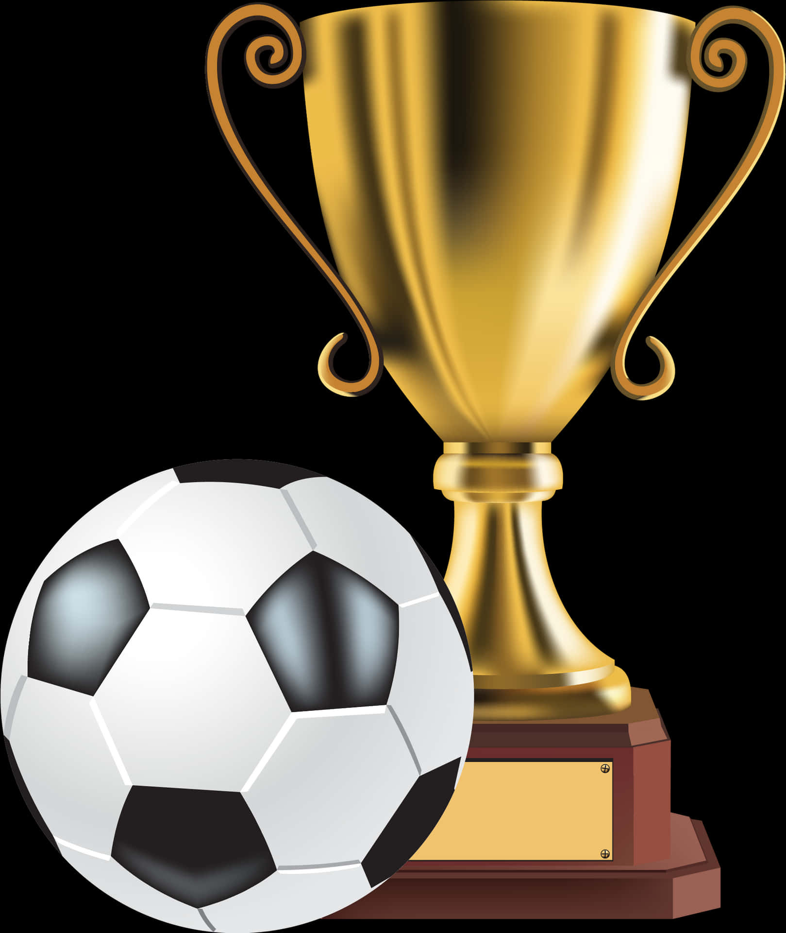 Golden Trophyand Soccer Ball PNG