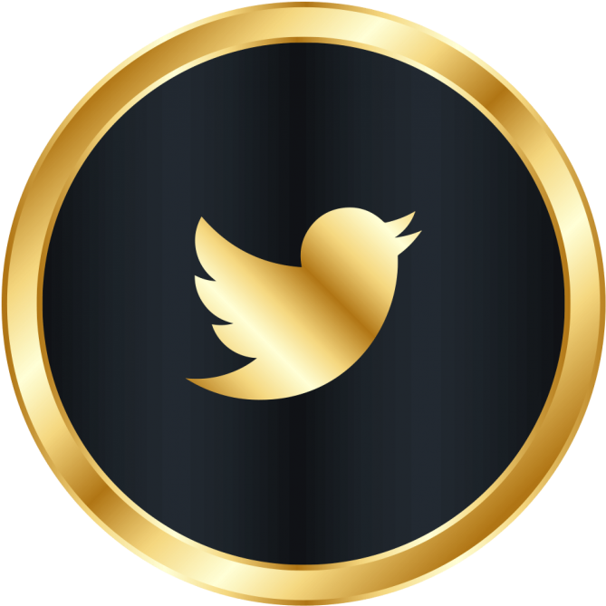 Golden Twitter Logoon Black PNG