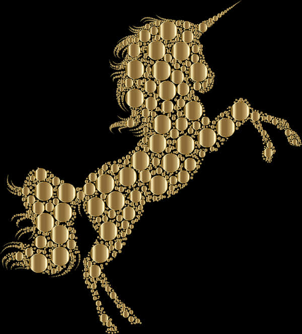 Golden Unicorn Mosaic PNG