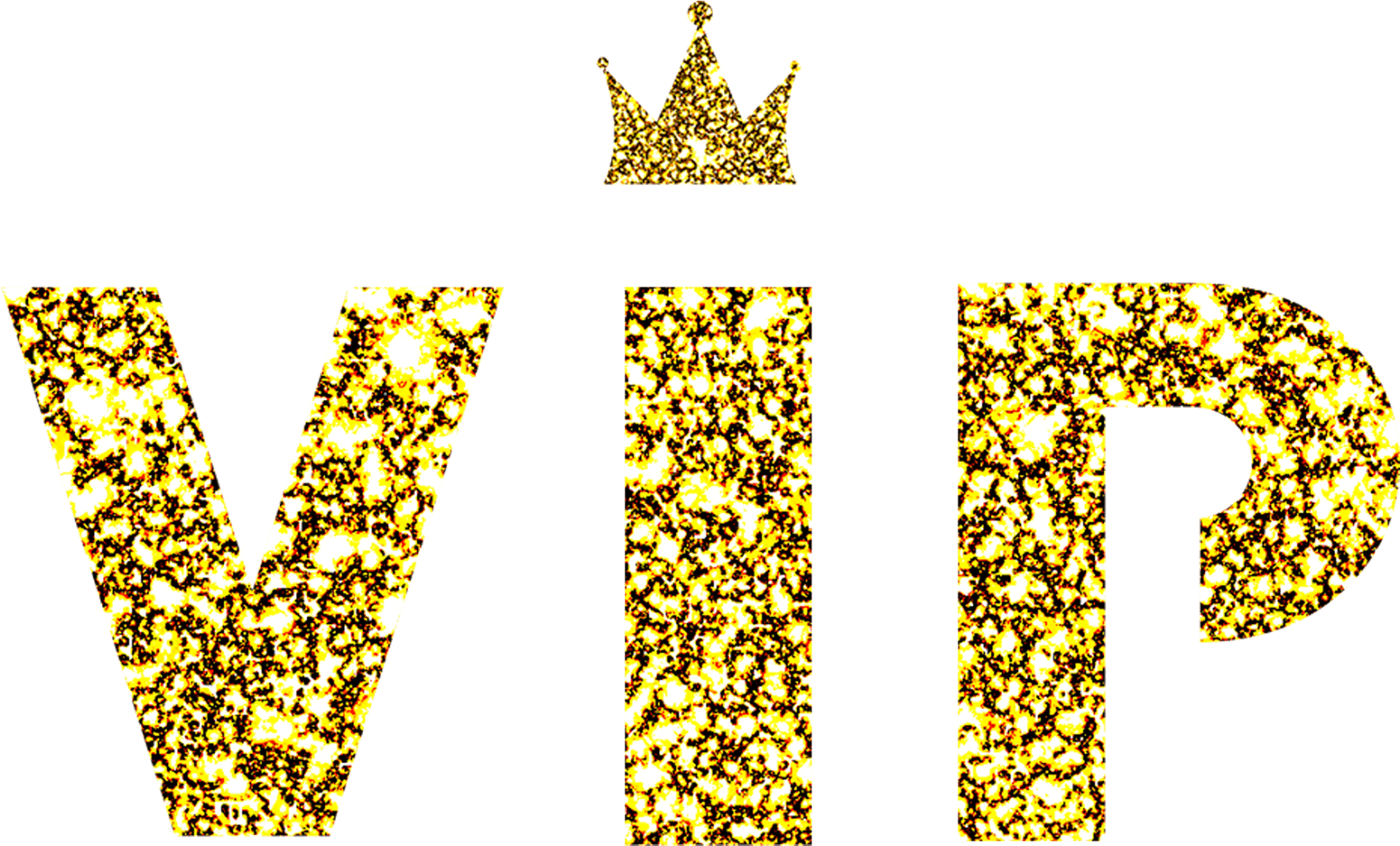 Golden V I P Textwith Crown PNG