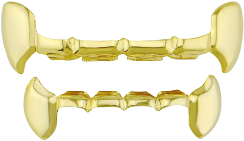 Golden Vampire Fangs Prop PNG