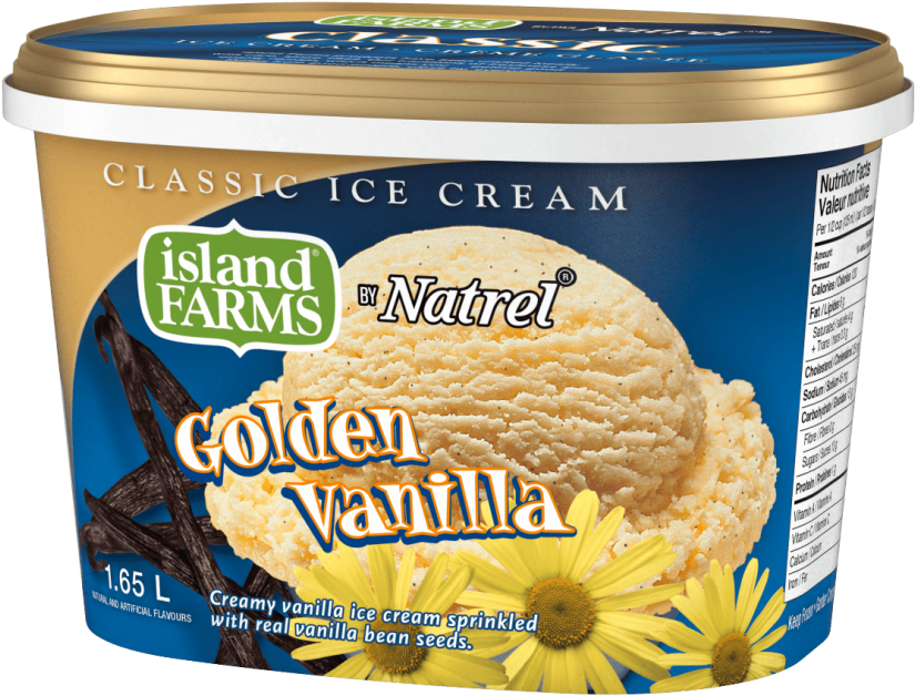 Golden Vanilla Ice Cream Container PNG