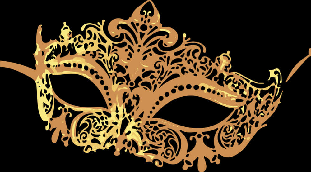 Golden Venetian Mask Design PNG
