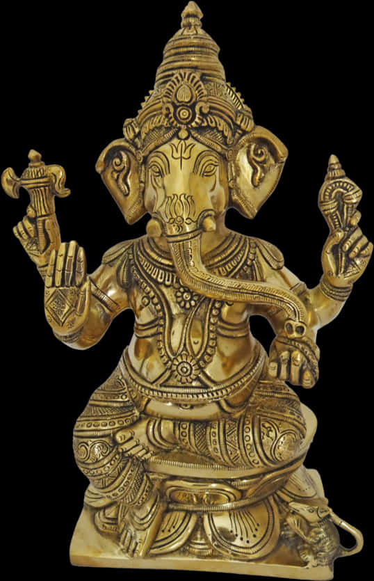 Golden Vinayagar Statue PNG