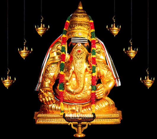 Golden Vinayagar Statue PNG