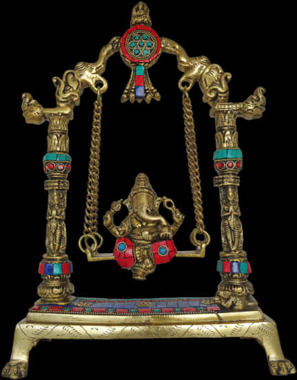 Golden Vinayagar Swing Decor PNG