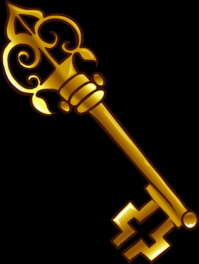 Golden Vintage Key Illustration PNG