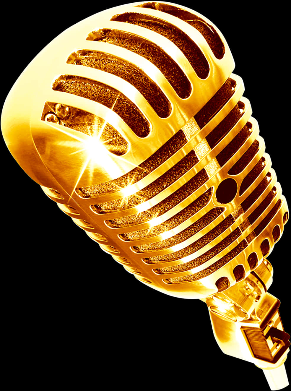 Golden Vintage Microphone PNG