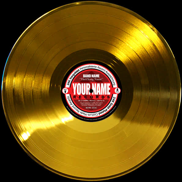 Golden Vinyl Record Custom Label PNG