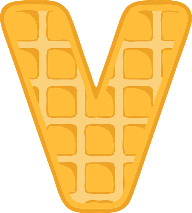 Golden Waffle Letter V PNG