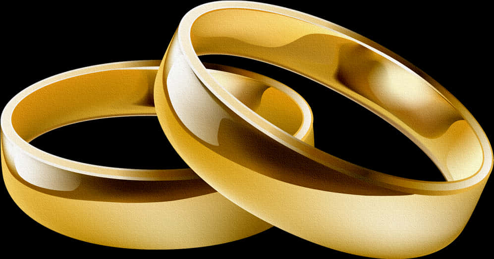 Golden Wedding Bands Interlocked PNG