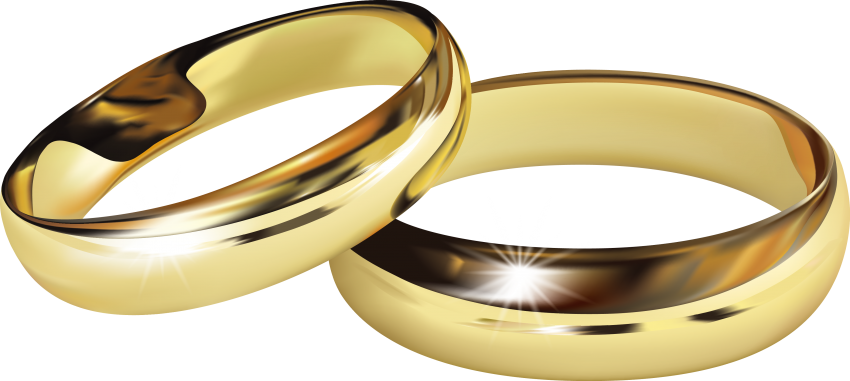 Golden Wedding Rings Transparent Background PNG