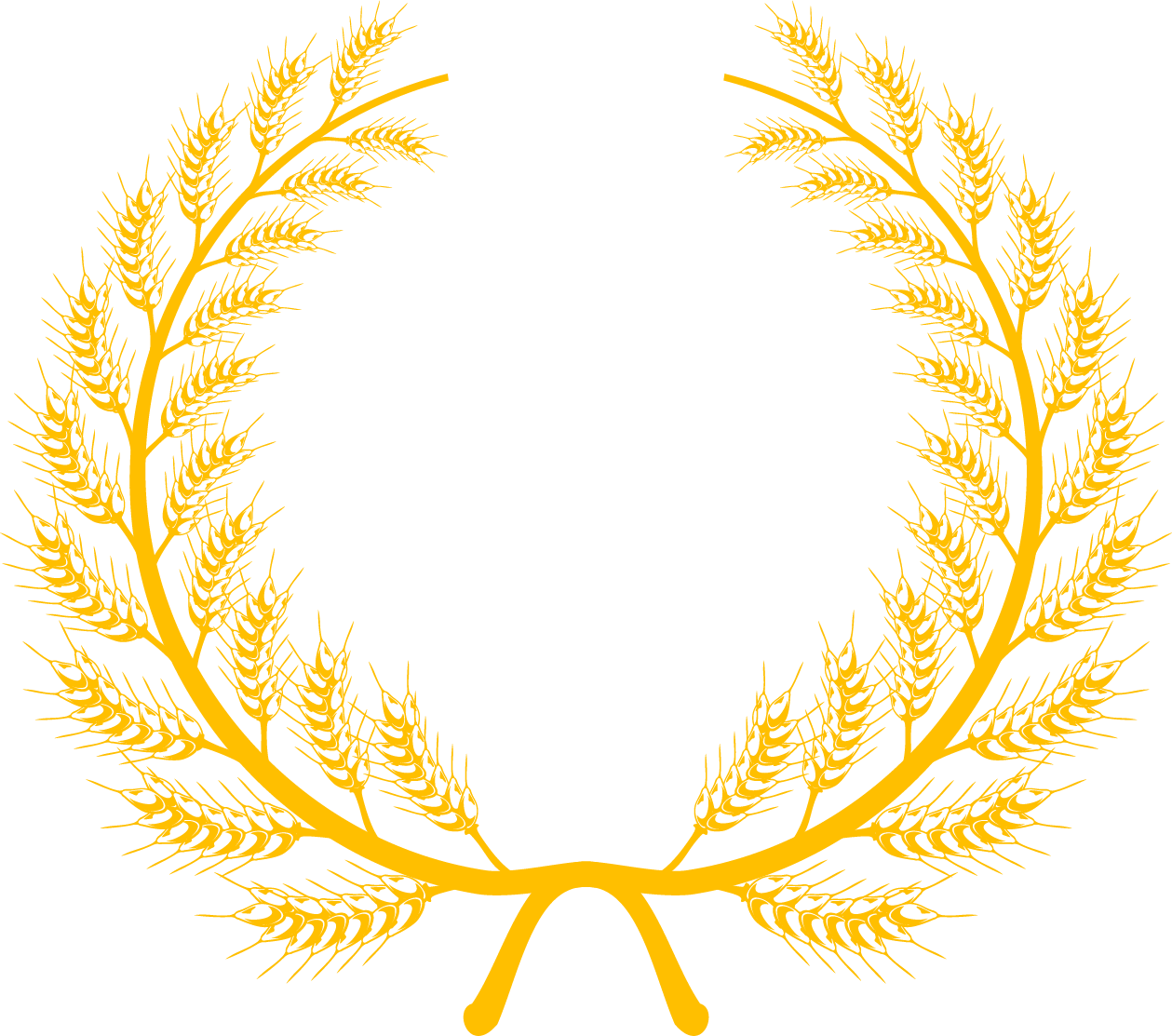 Golden Wheat Laurel Wreath Vector PNG