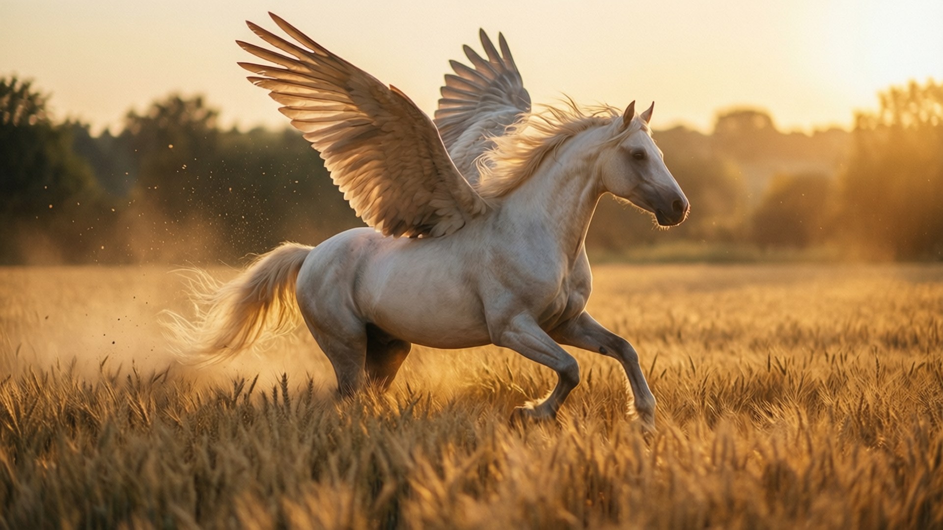 Golden Wheat Run Wallpaper