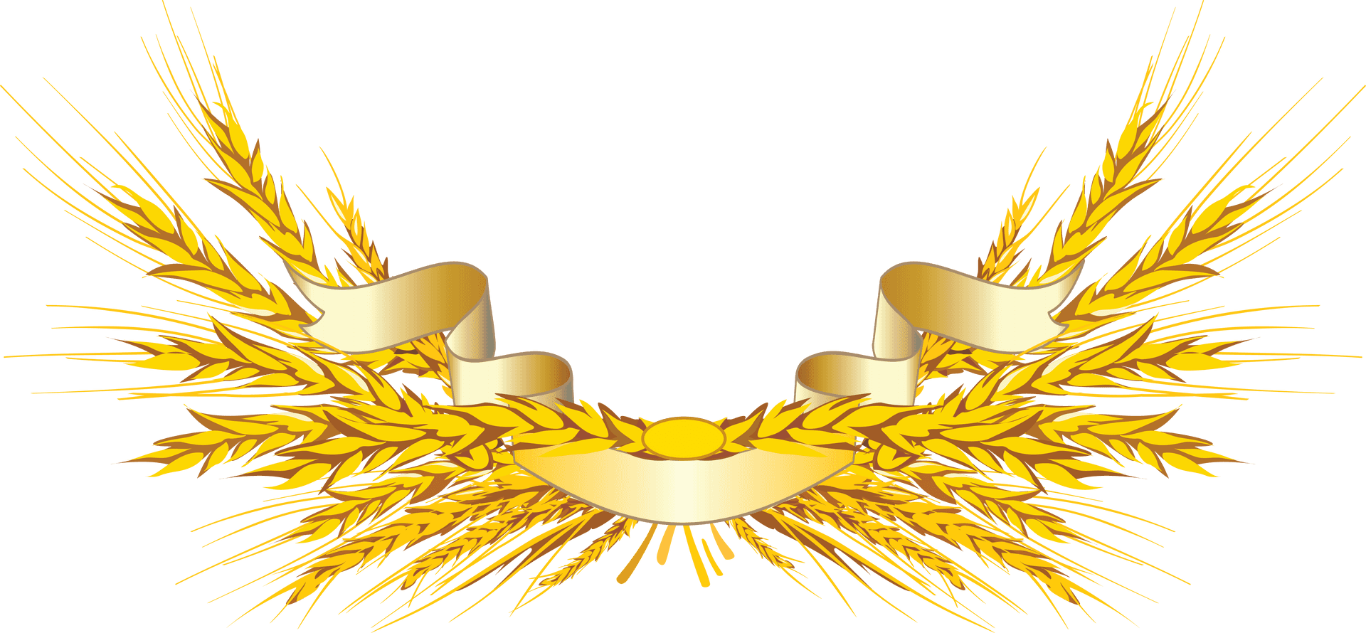 Golden Wheatand Ribbon Vector PNG