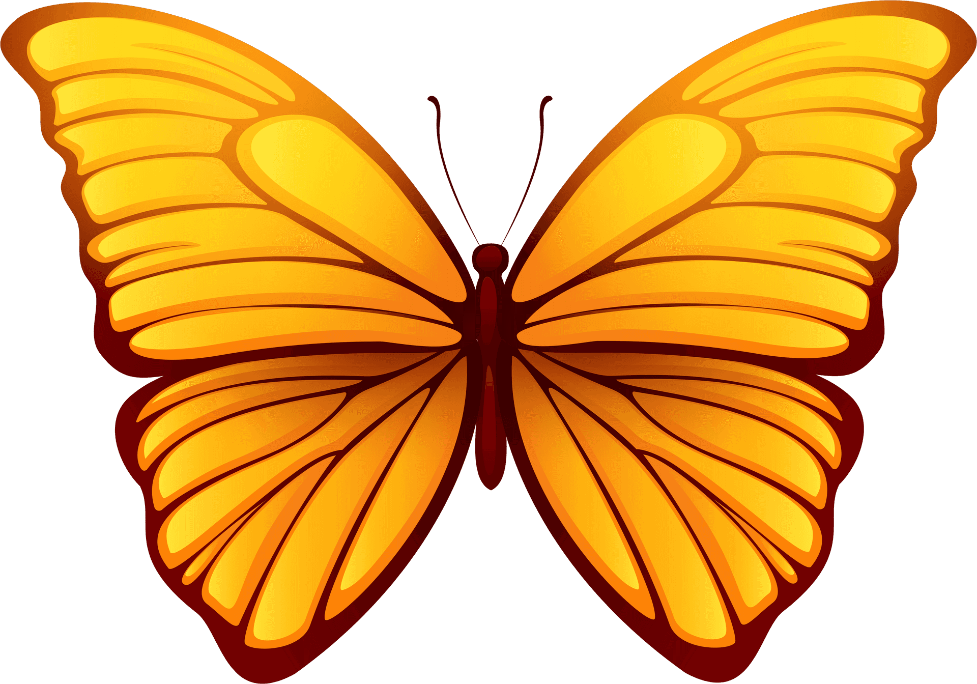 Golden Winged Butterfly Transparent Background PNG