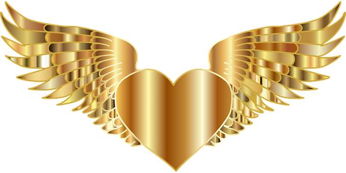 Golden Winged Heart PNG